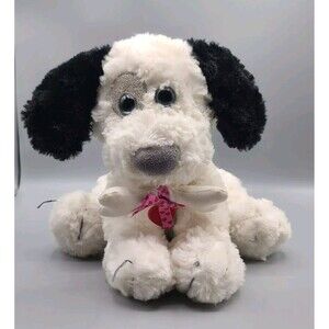 Barkley First & Main Black & White Puppy Dog Plush Bone & Heart
